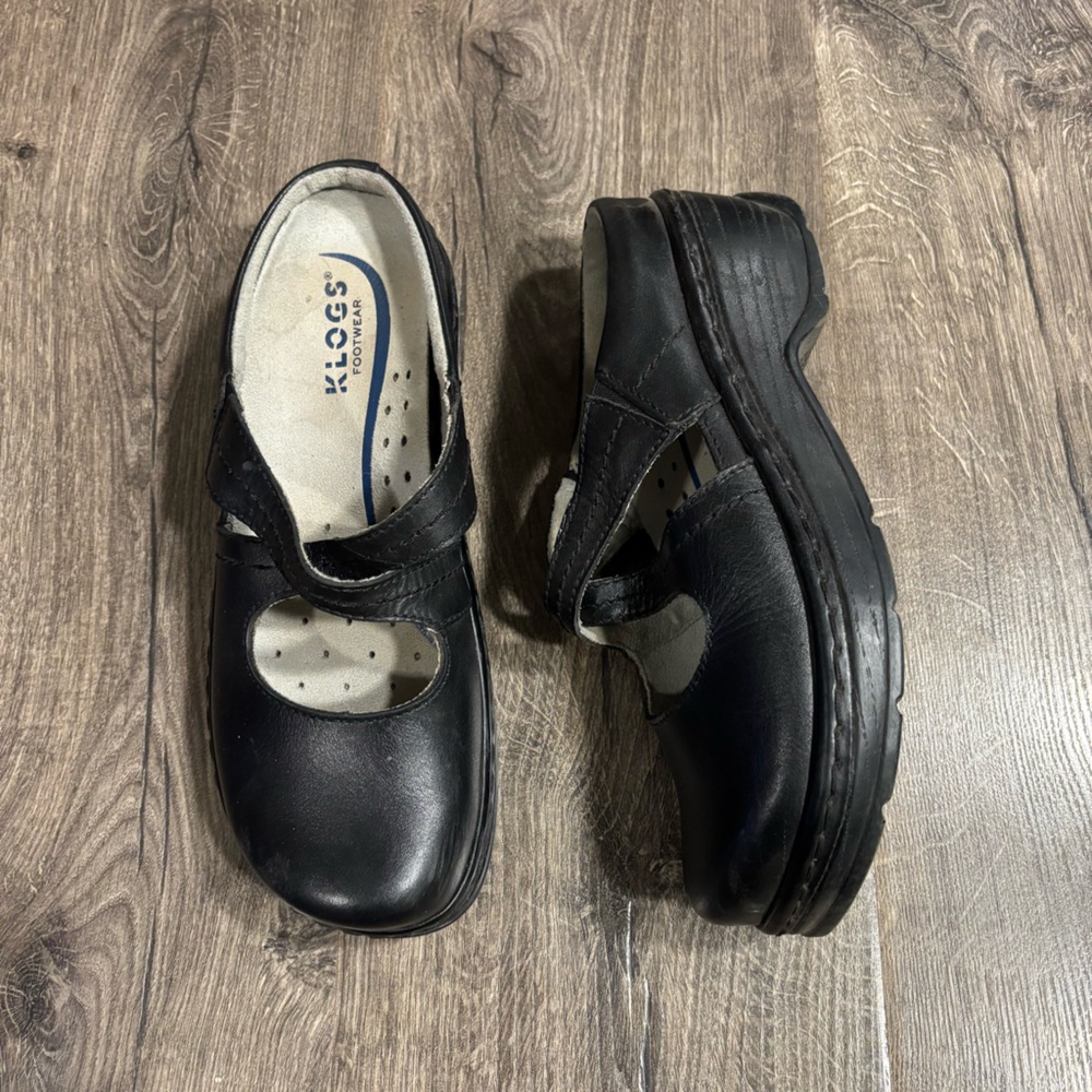 KLOGS Footwear Cara Mule Clogs Black Laether 201807 Women’s size 8 Wide